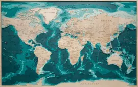 Wooden multi-layered "World Map No. 4" to order